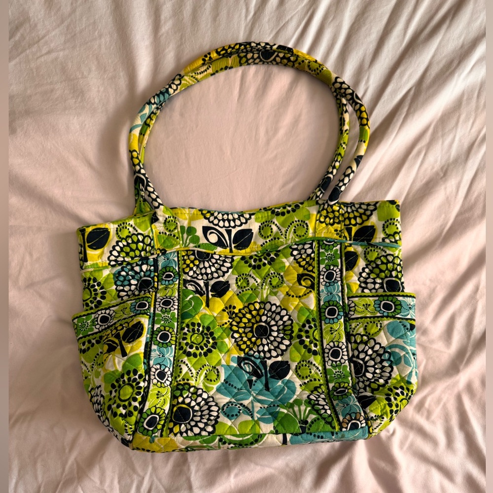 Vera Bradley Limes Up Floral Patterned Tote Bag - Green and Blue